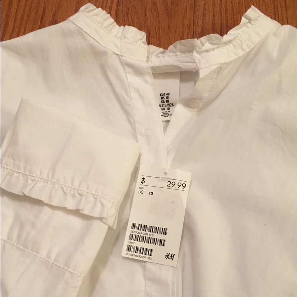 H&M white blouse with ruffles